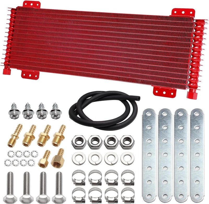 TEMSONE low pressure drop trans cooler,40k Transmission Oil Cooler LPD47391 Compatible with tru cool Heavy Duty 40,000 GVW Max - low pressure drop trans cooler - Red - Image 1
